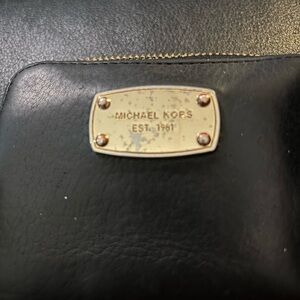 Michael Kors Black Leather Bag with Gold Name Plate